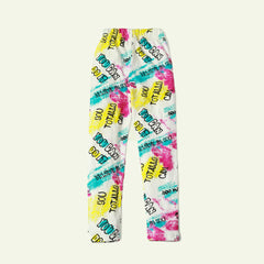 White/Pink Printed Tights - Her