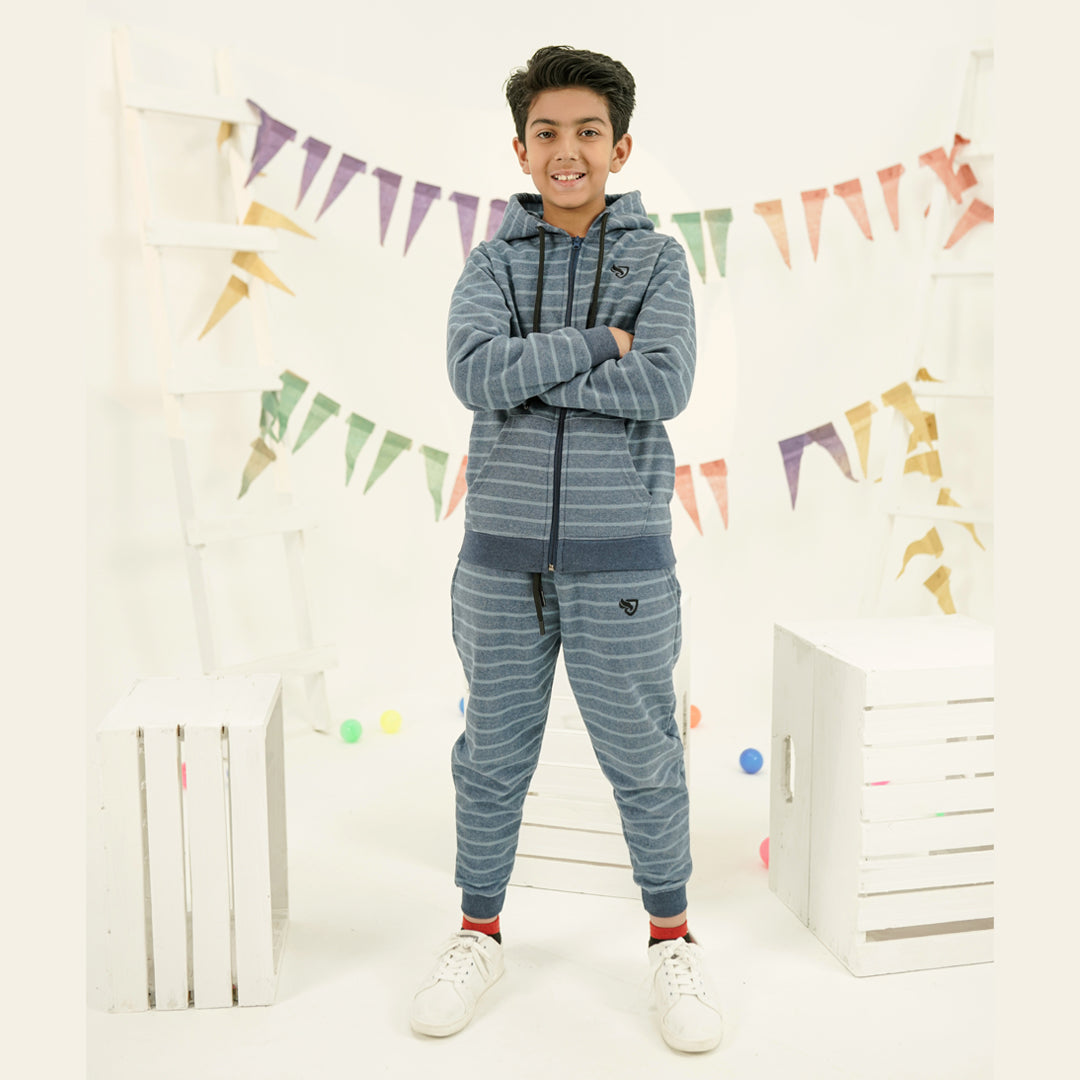 Boys Striped Zip-Up Hoodie