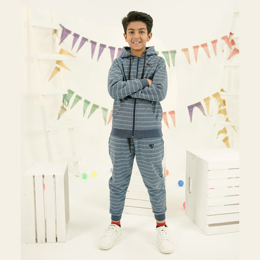 Boys Striped Zip-Up Hoodie