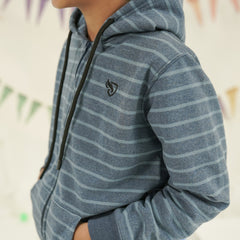 Boys Striped Zip-Up Hoodie